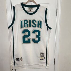 Lebron James White Jersey with Green and Gold Accents